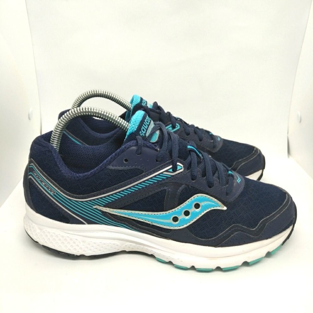 Saucony Grid Cohesion Running Shoes Sneakers Women's Size 8.5 Blue, Silver‎